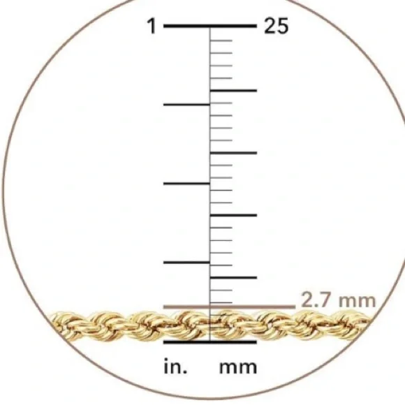 14k Yellow Gold Filled Rope Chain Necklace - 2.7mm - 24 Inches - New Condition - Picture 5 of 7